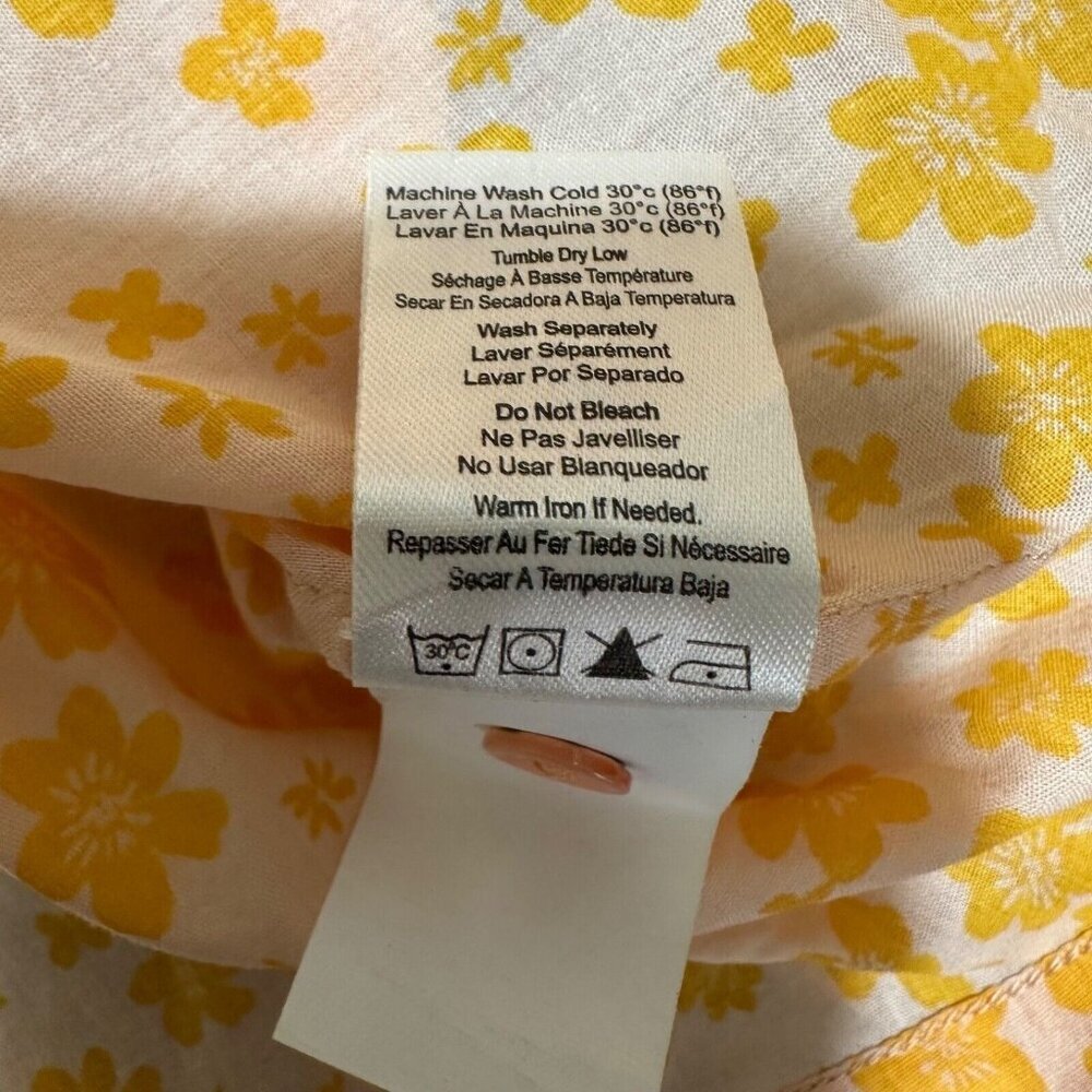 Sundry Womens XS Yellow Floral Puff Sleeve Button Front Cotton Blouse Top NWT - Picture 11 of 11